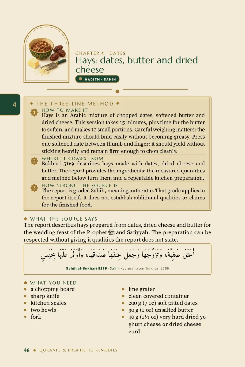 Page: Hays: dates, butter and dried cheese